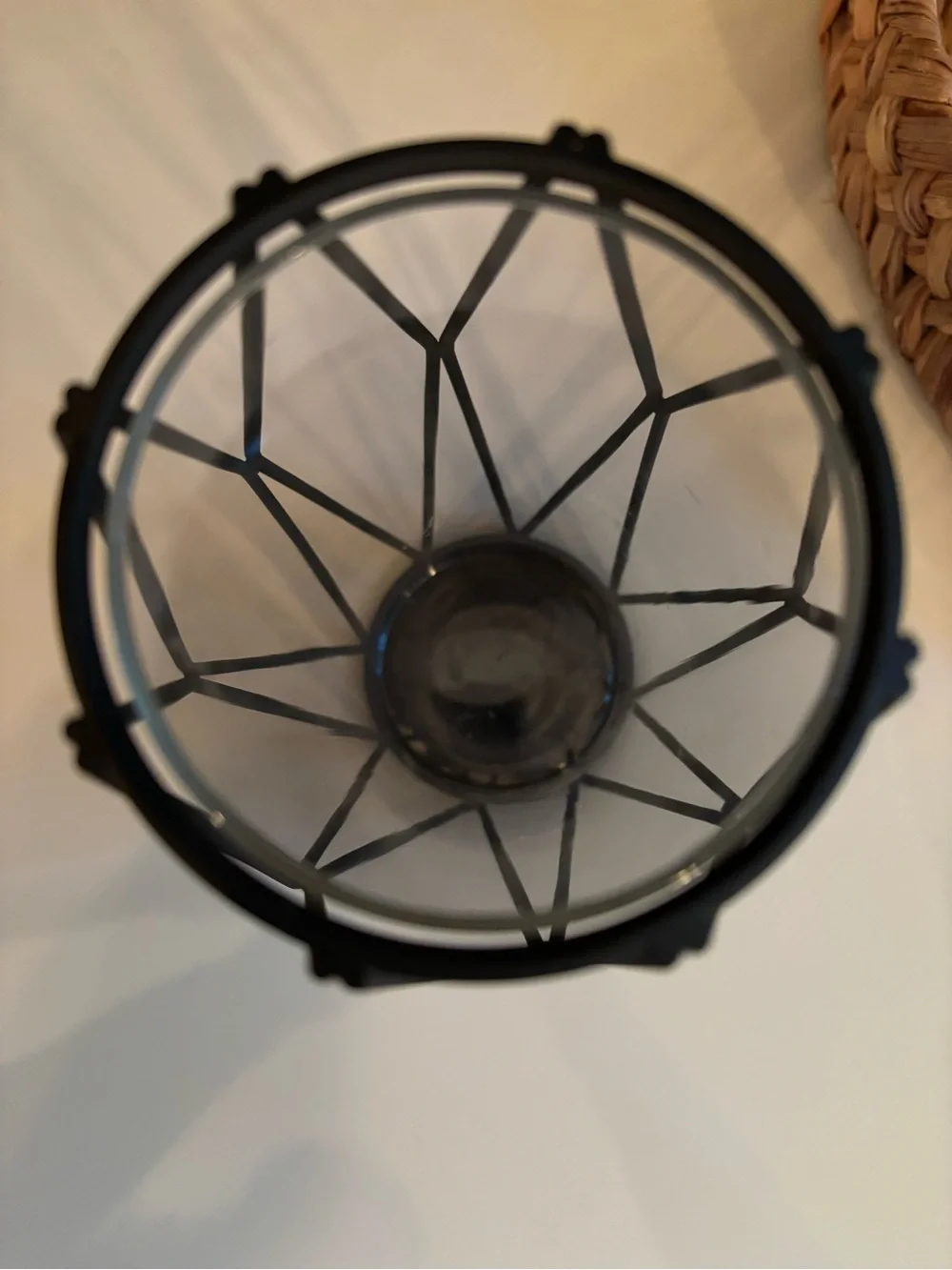 Black Wire Candle Holder or Vase with Inner Glass Removable Cylinder 8 x 4 1/2